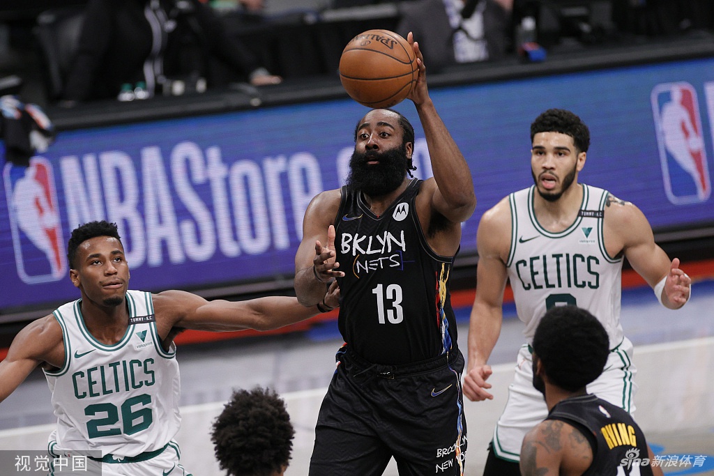 [NBA季后赛]篮网4-1淘汰凯尔特人 哈登砍三双