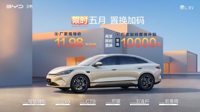 至高享10000元厂家补贴 秦L EV限时置换补贴政策