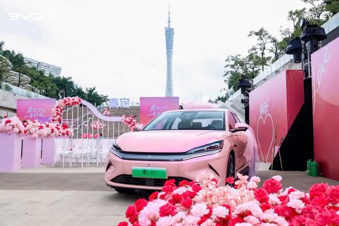 秦L EV点亮全国多处地标告白用户