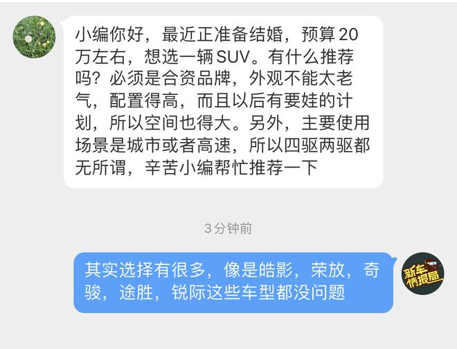 奶爸优选|年轻家庭的第一辆车 20万级合资品牌SUV推荐