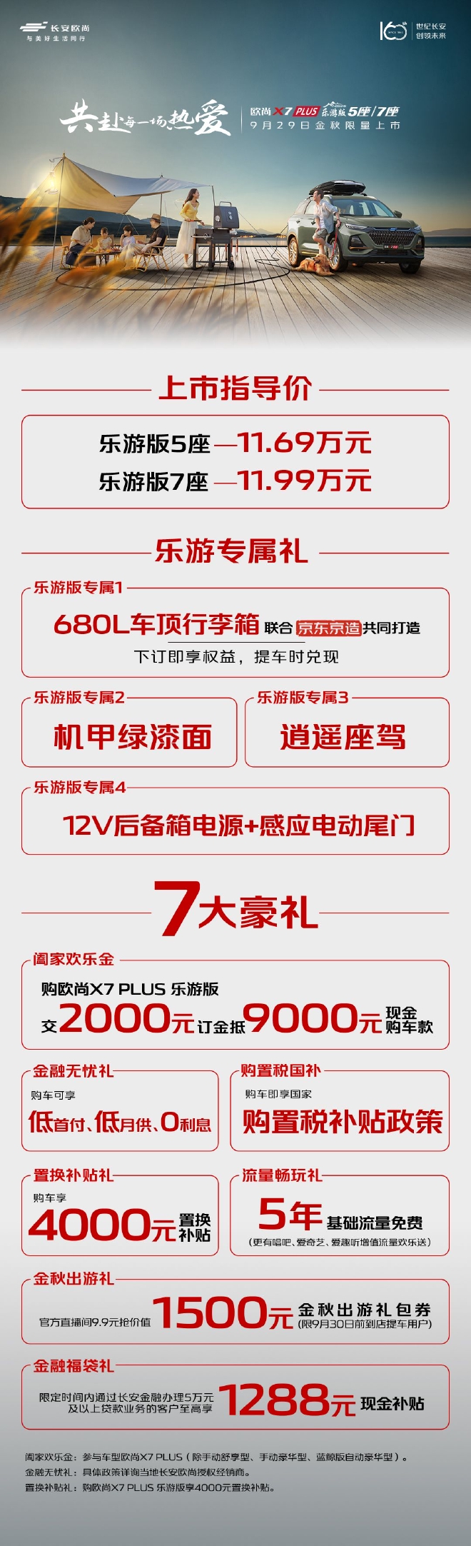 欧尚X7 PLUS乐游版上市 售价11.69-11.99万元