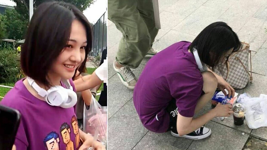 郑爽蹲地喝饮料超接地气 被强势围观仍笑意盈盈