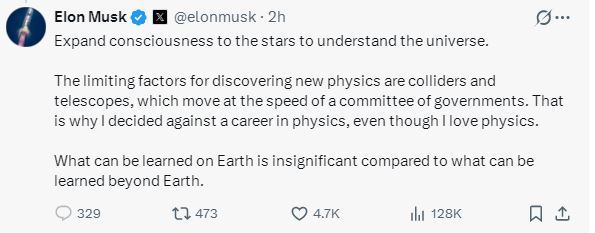 马斯克回应为何放弃物理学研究