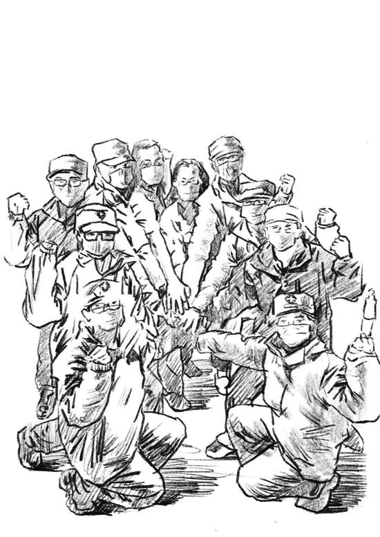 画笔速写 天台县人民医院援鄂医疗队最美的战疫群像